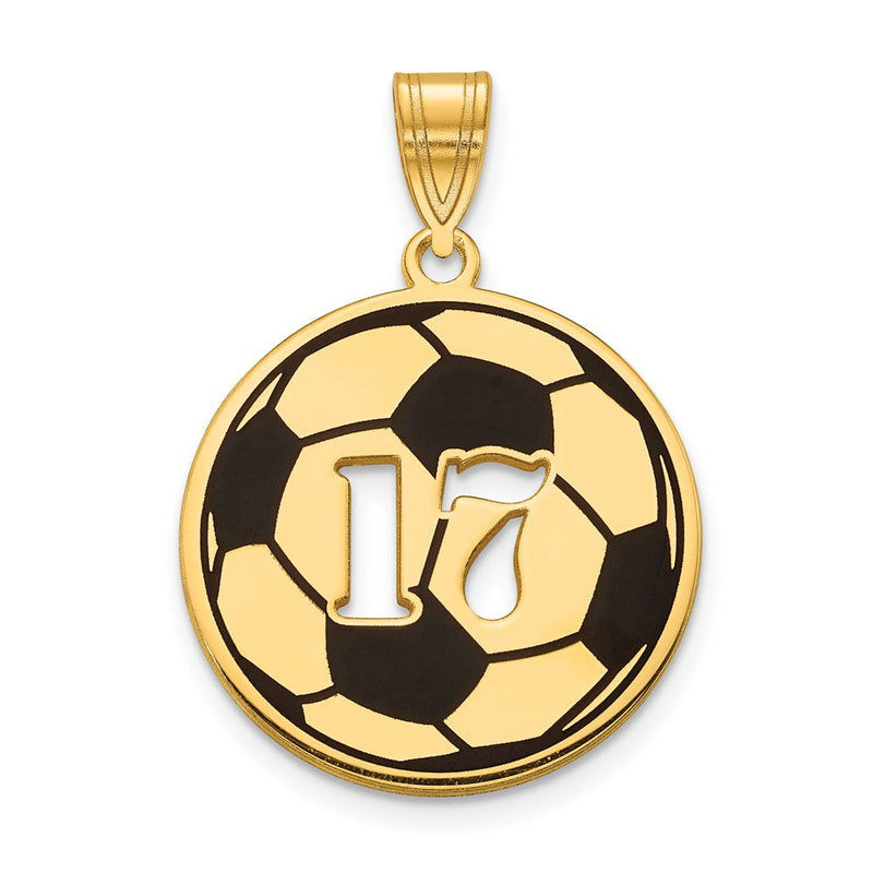 14K Gelbgold Epoxid Fußball Kugel mit Ausgeschnitten Zahl Anhänger