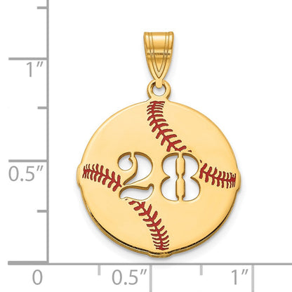 14K Gelbgold Epoxid Baseball mit Ausgeschnitten Zahl Anhänger