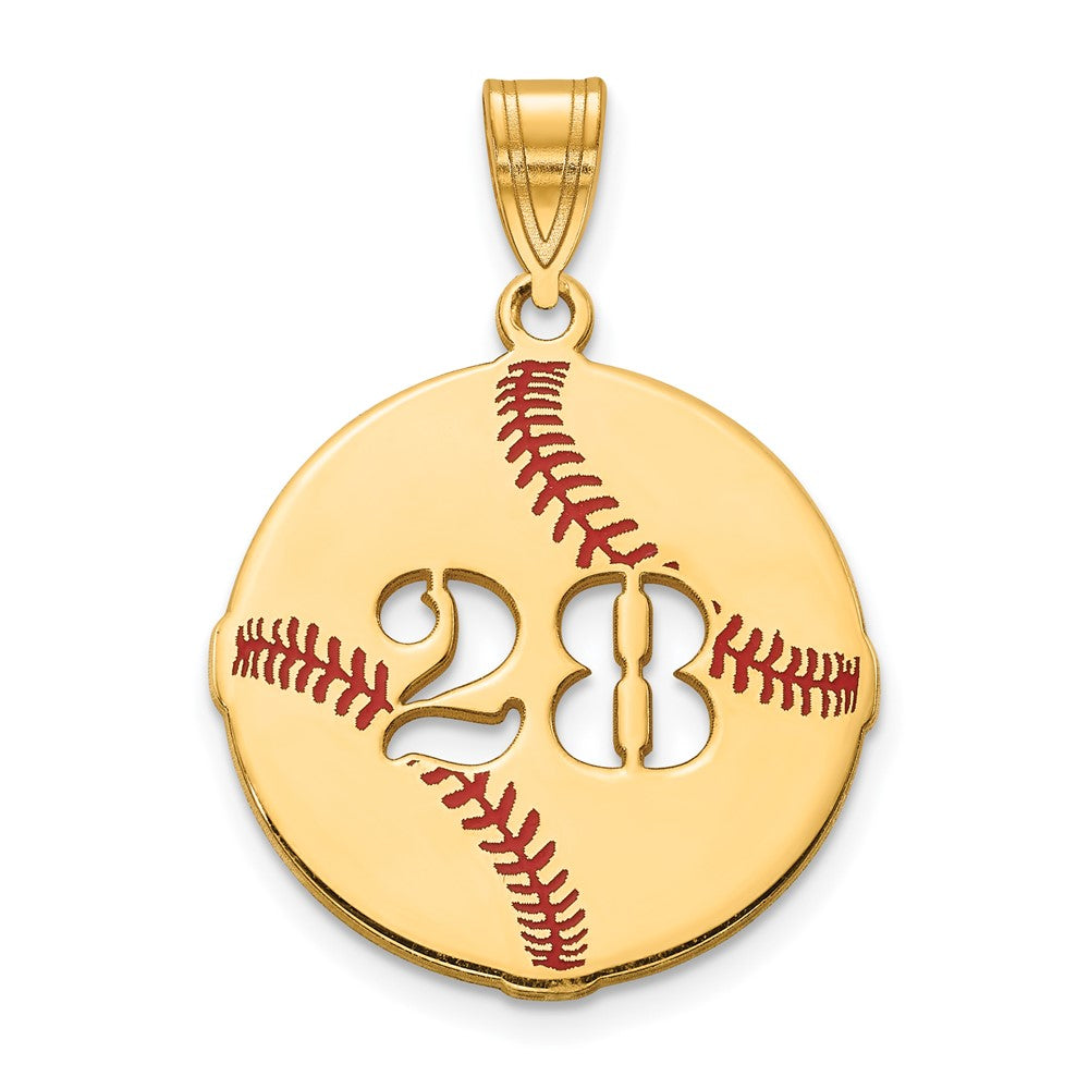 14K Gelbgold Epoxid Baseball mit Ausgeschnitten Zahl Anhänger