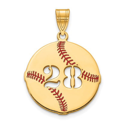 14K Gelbgold Epoxid Baseball mit Ausgeschnitten Zahl Anhänger