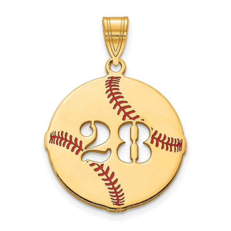14K Gelbgold Epoxid Baseball mit Ausgeschnitten Zahl Anhänger