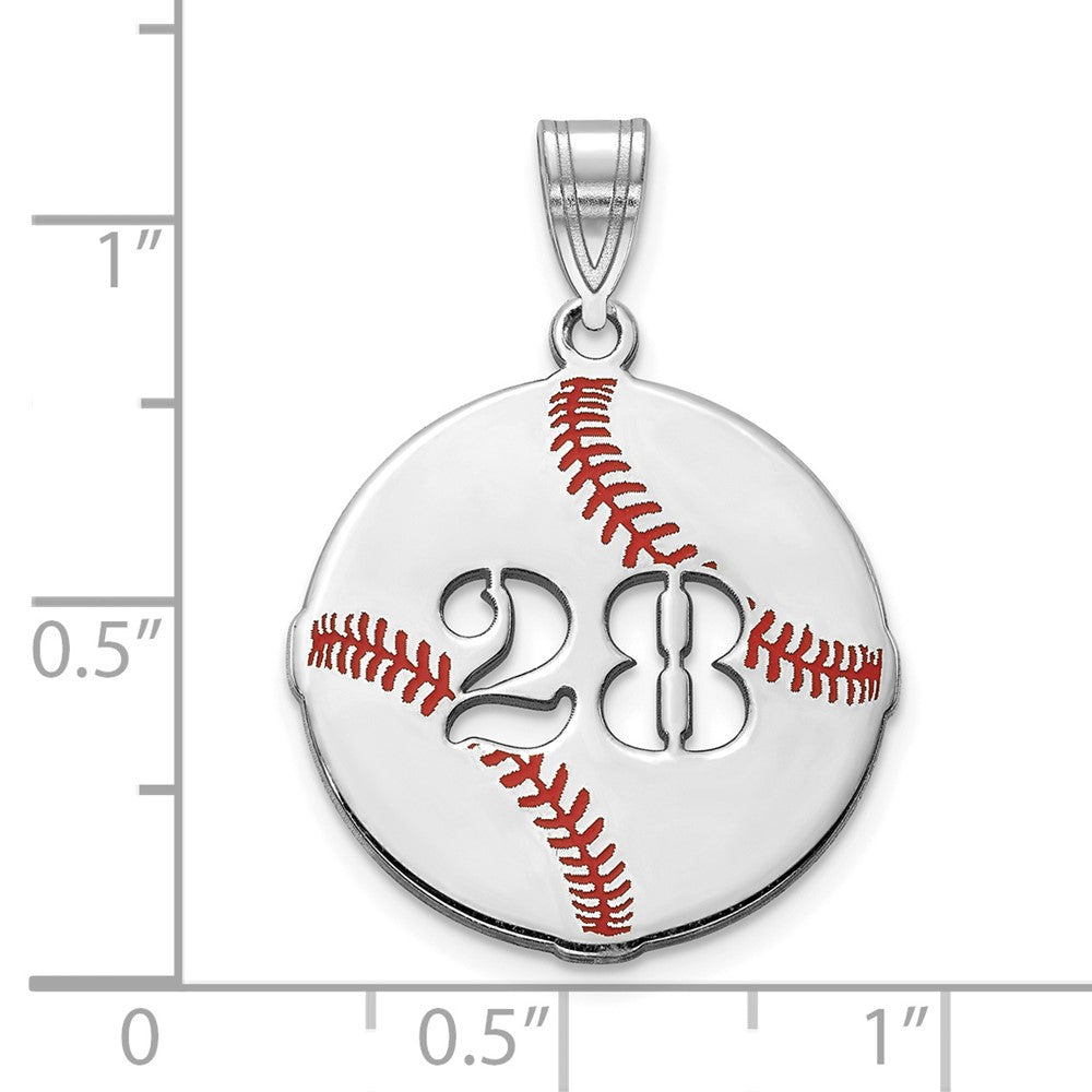 14K Weißgold Epoxid Baseball mit Ausgeschnitten Zahl Anhänger
