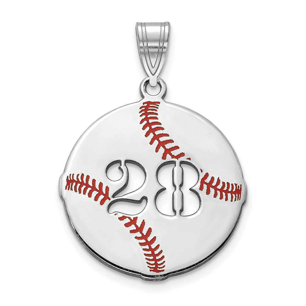 14K Weißgold Epoxid Baseball mit Ausgeschnitten Zahl Anhänger