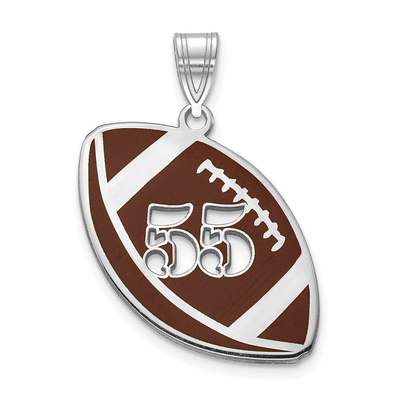 14K Weißgold Epoxid Football mit Ausgeschnitten Zahl Anhänger