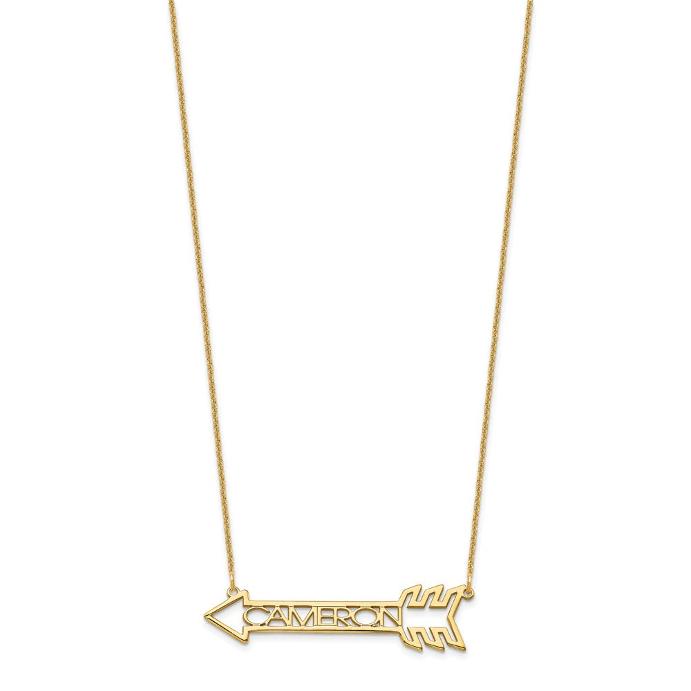 14K Gelbgold Pfeil mit Name Halskette