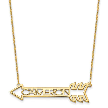 14K Gelbgold Pfeil mit Name Halskette