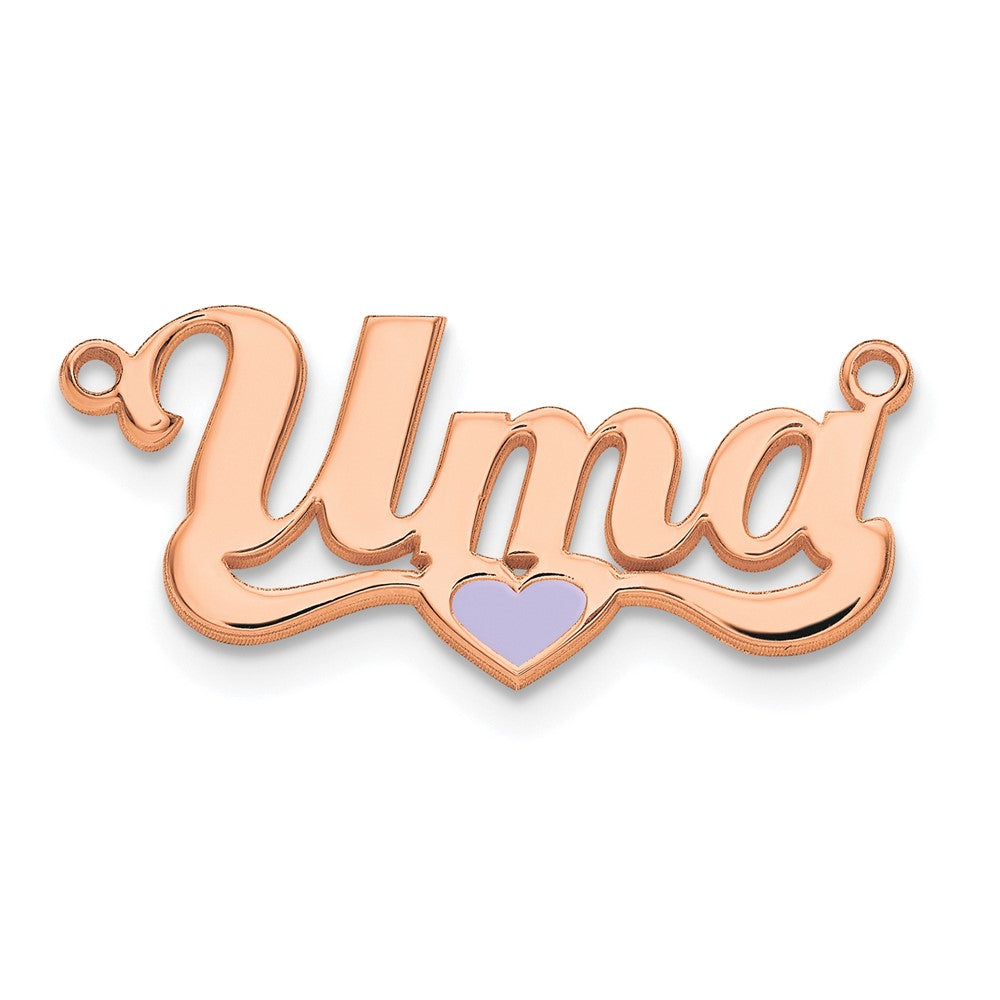 Vergoldet Sterlingsilber /rose Epoxid Herz Name Platte