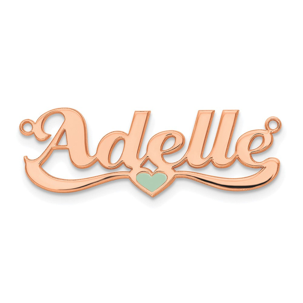 Vergoldet Sterlingsilber /rose Epoxid Herz Name Platte