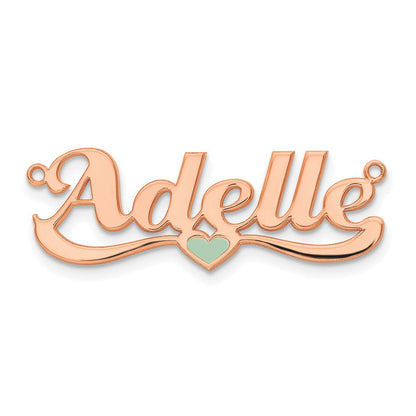 Vergoldet Sterlingsilber /rose Epoxid Herz Name Platte