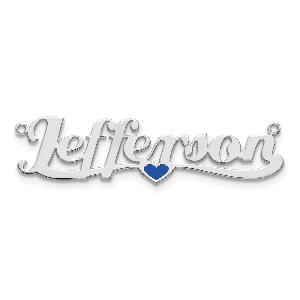 14K Weißgold Epoxid Herz Name Platte