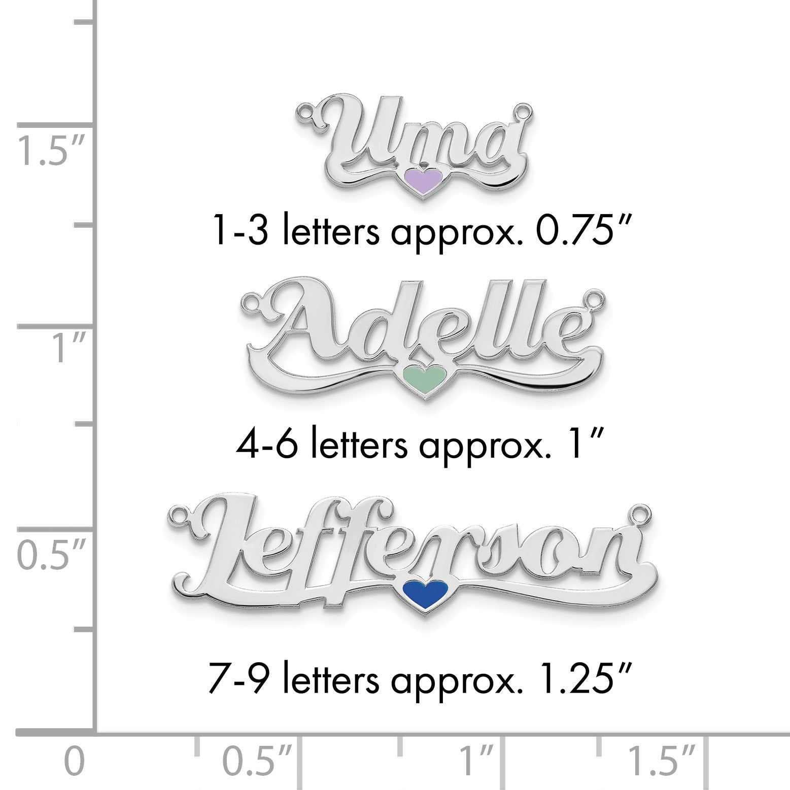 Sterlingsilber Silber/rhodiniert Epoxid Herz Name Platte