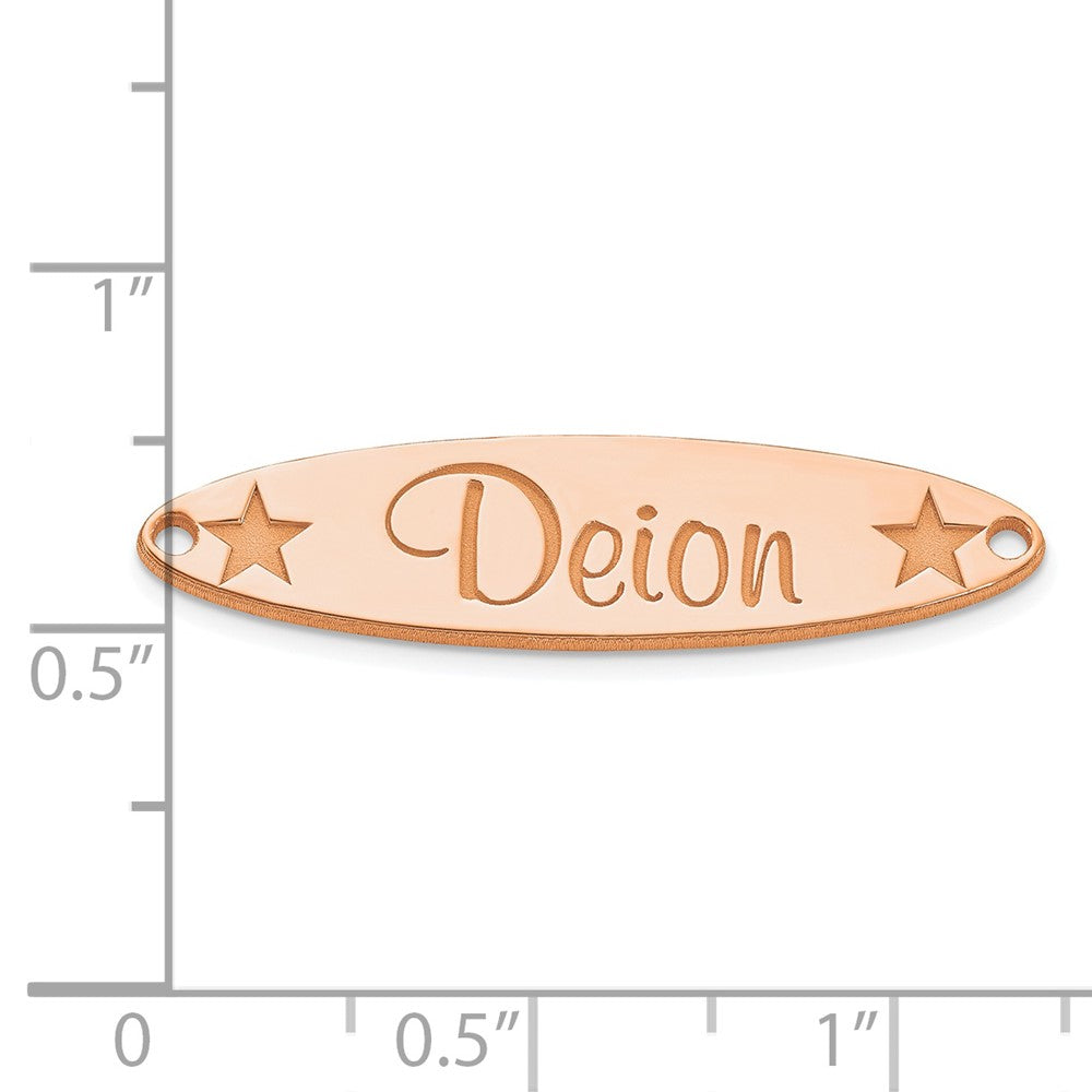 Roségoldbeschichtet Sterlingsilber /rose Groß Oval mit Sterne Name Platte