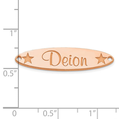 Roségoldbeschichtet Sterlingsilber /rose Groß Oval mit Sterne Name Platte