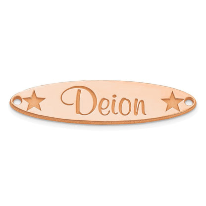 Roségoldbeschichtet Sterlingsilber /rose Groß Oval mit Sterne Name Platte