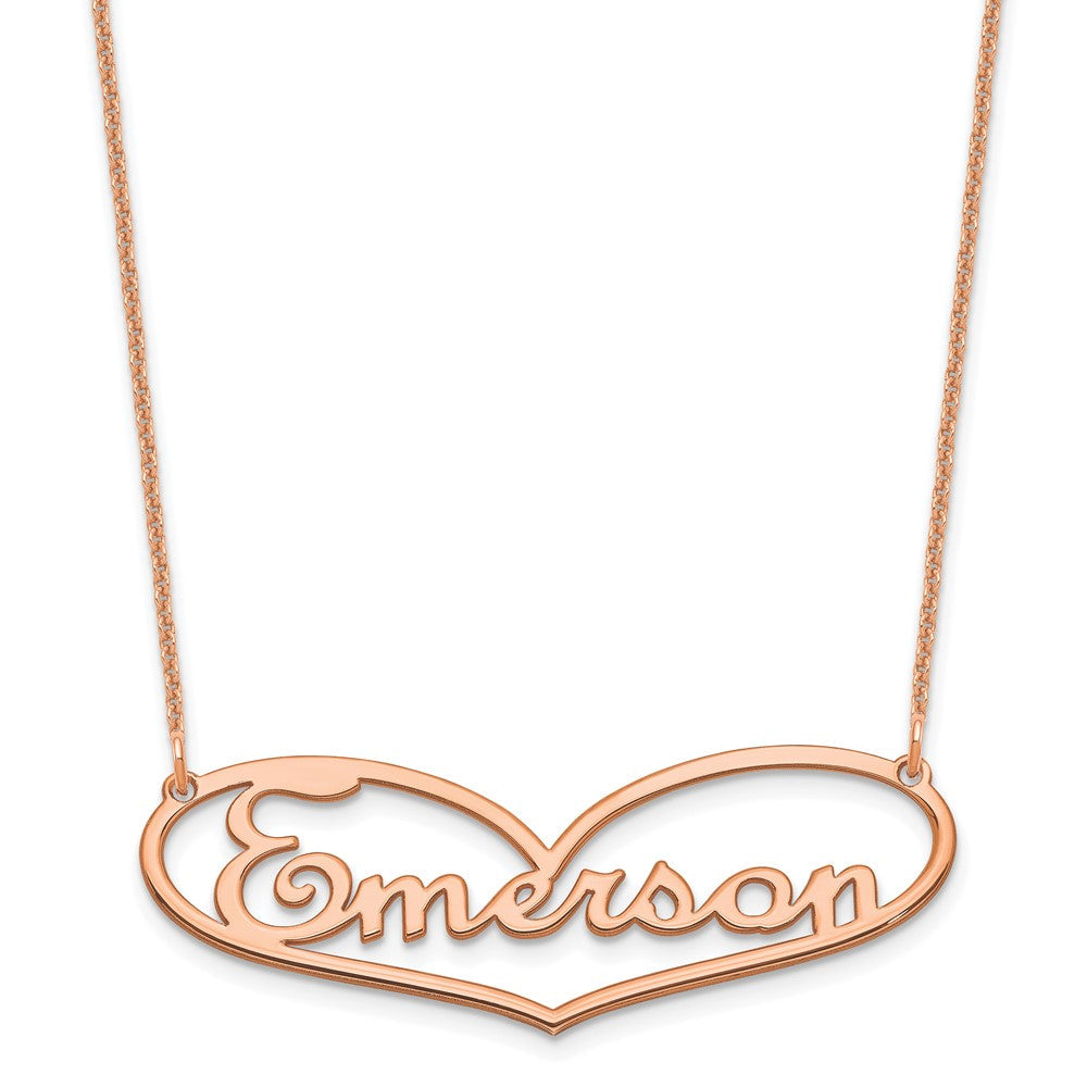14K Roségold Herz und Name Halskette