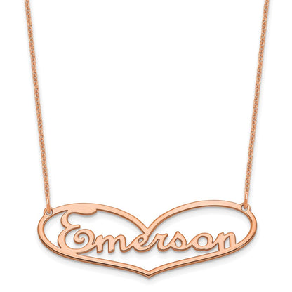14K Roségold Herz und Name Halskette