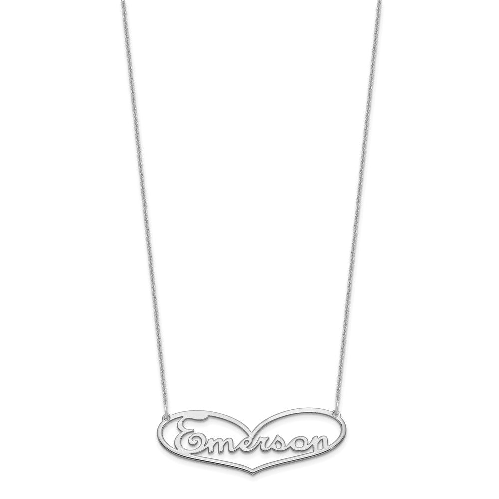 14K Weißgold Herz und Name Halskette