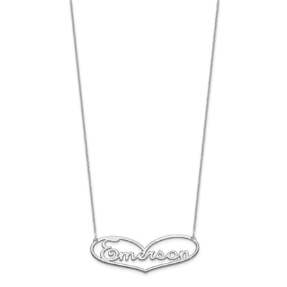 14K Weißgold Herz und Name Halskette