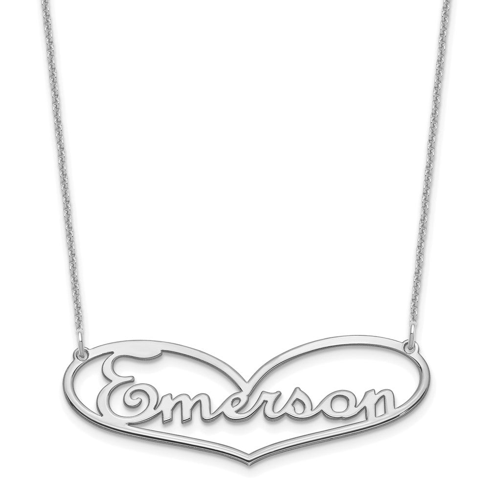 14K Weißgold Herz und Name Halskette