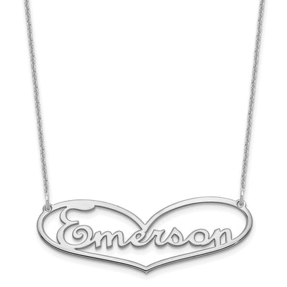 14K Weißgold Herz und Name Halskette
