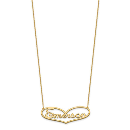 14K Gelbgold Herz und Name Halskette