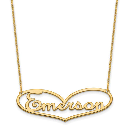 14K Gelbgold Herz und Name Halskette