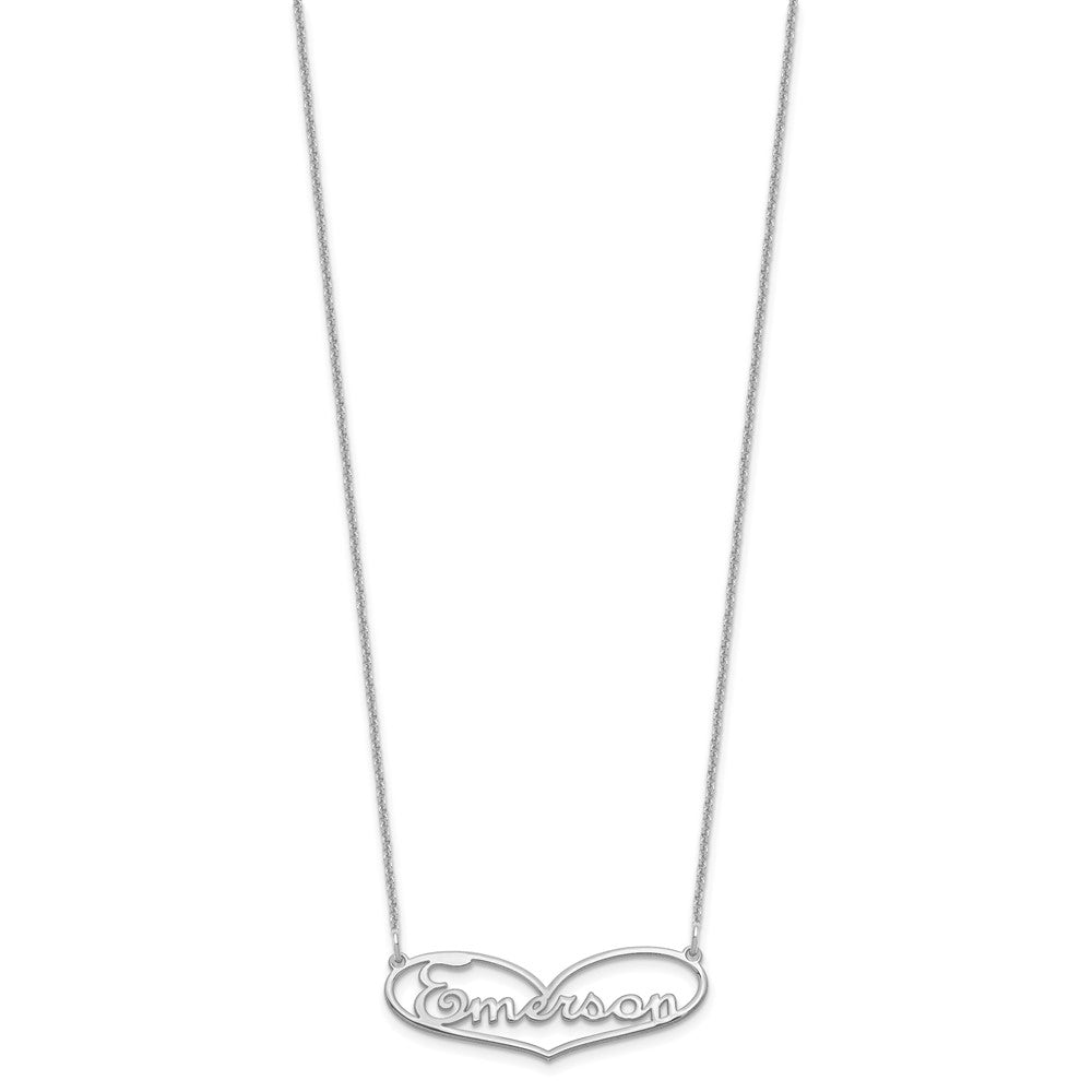 14K Weißgold Klein Herz und Name Halskette
