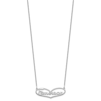 14K Weißgold Klein Herz und Name Halskette