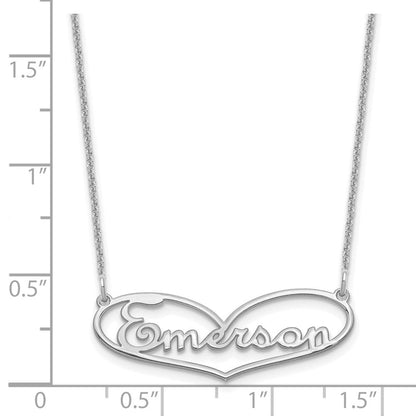 14K Weißgold Klein Herz und Name Halskette