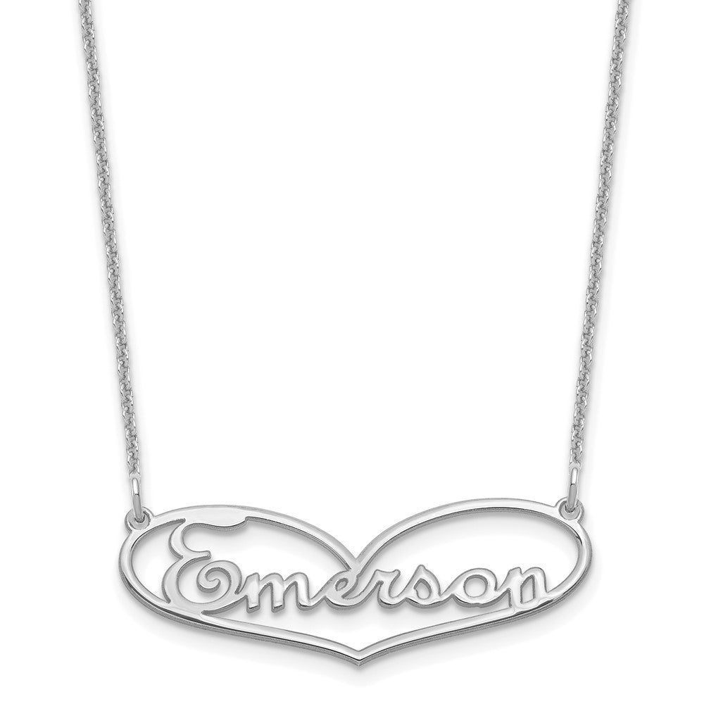 14K Weißgold Klein Herz und Name Halskette