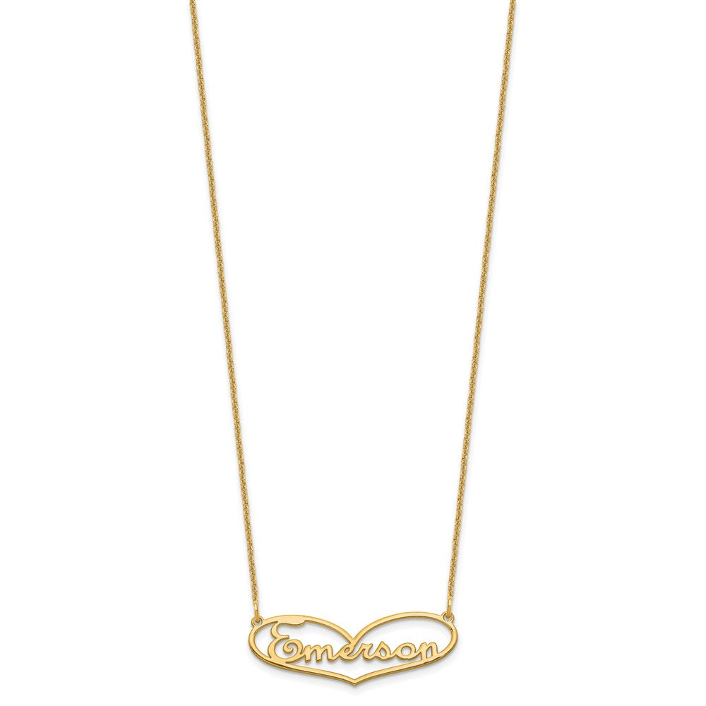 14K Gelbgold Klein Herz und Name Halskette