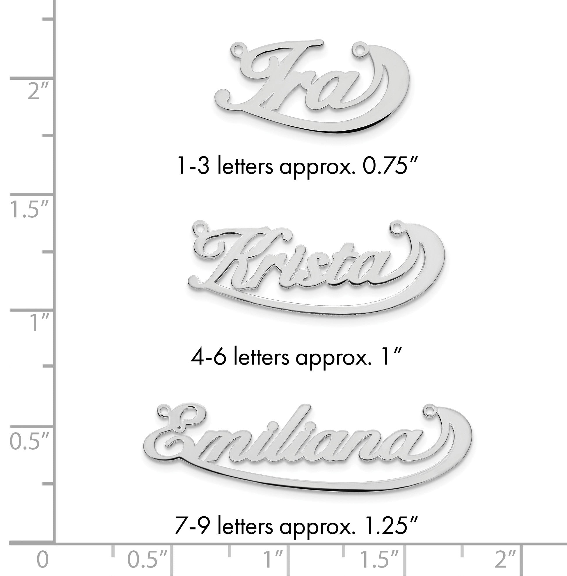14K Weißgold Swoop Name Platte