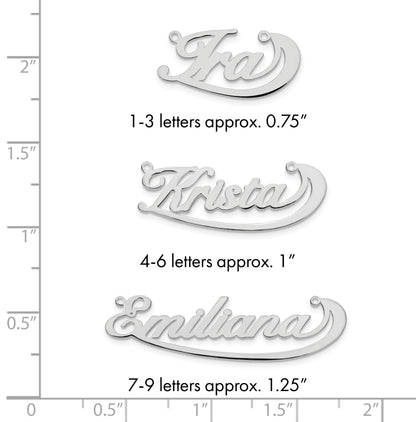 14K Weißgold Swoop Name Platte
