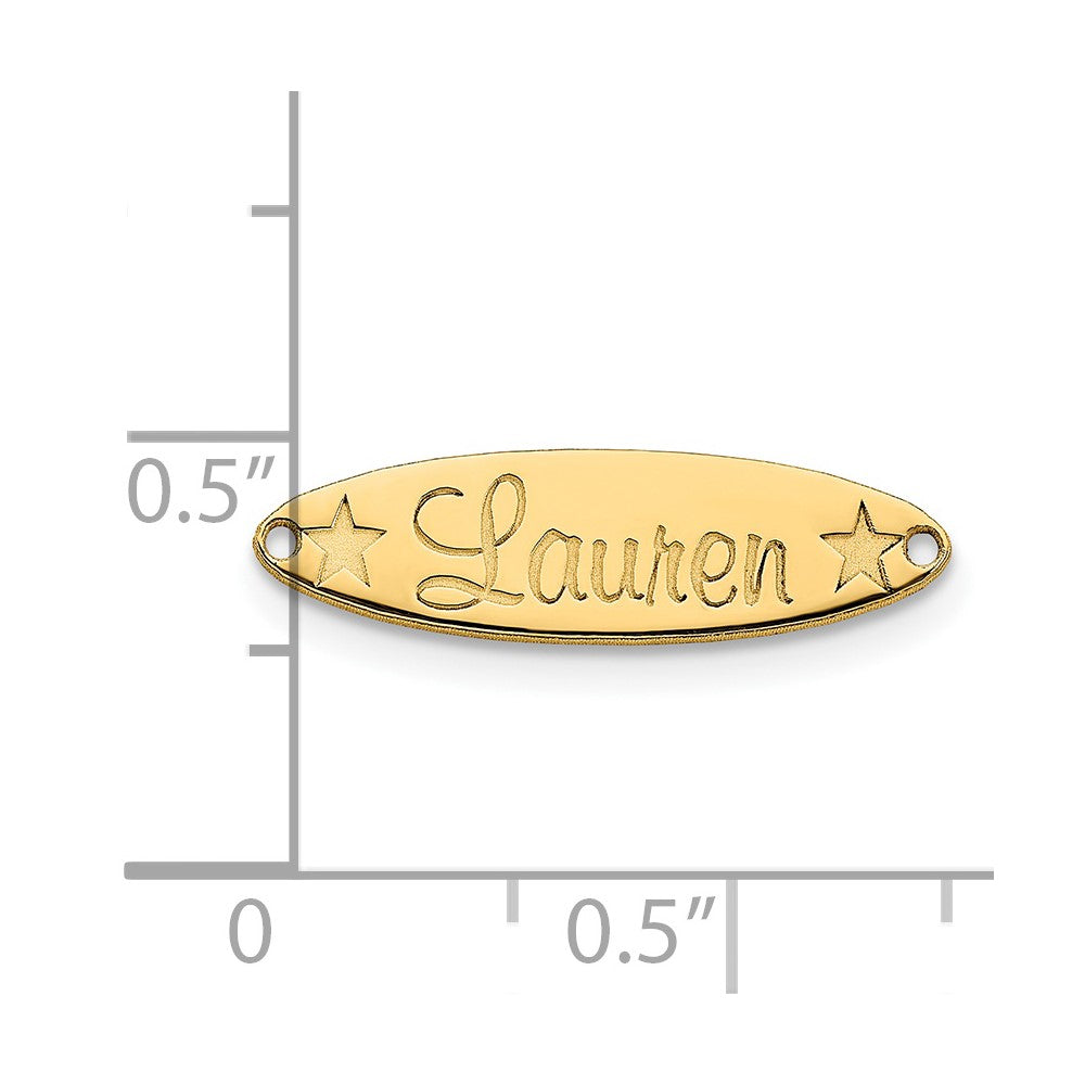 14K Gelbgold Klein Oval mit Sterne Name Platte