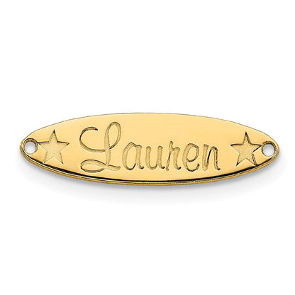 14K Gelbgold Klein Oval mit Sterne Name Platte