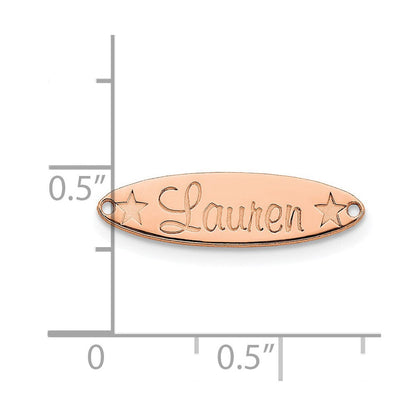 Roségoldbeschichtet Sterlingsilber /rose Klein Oval mit Sterne Name Platte