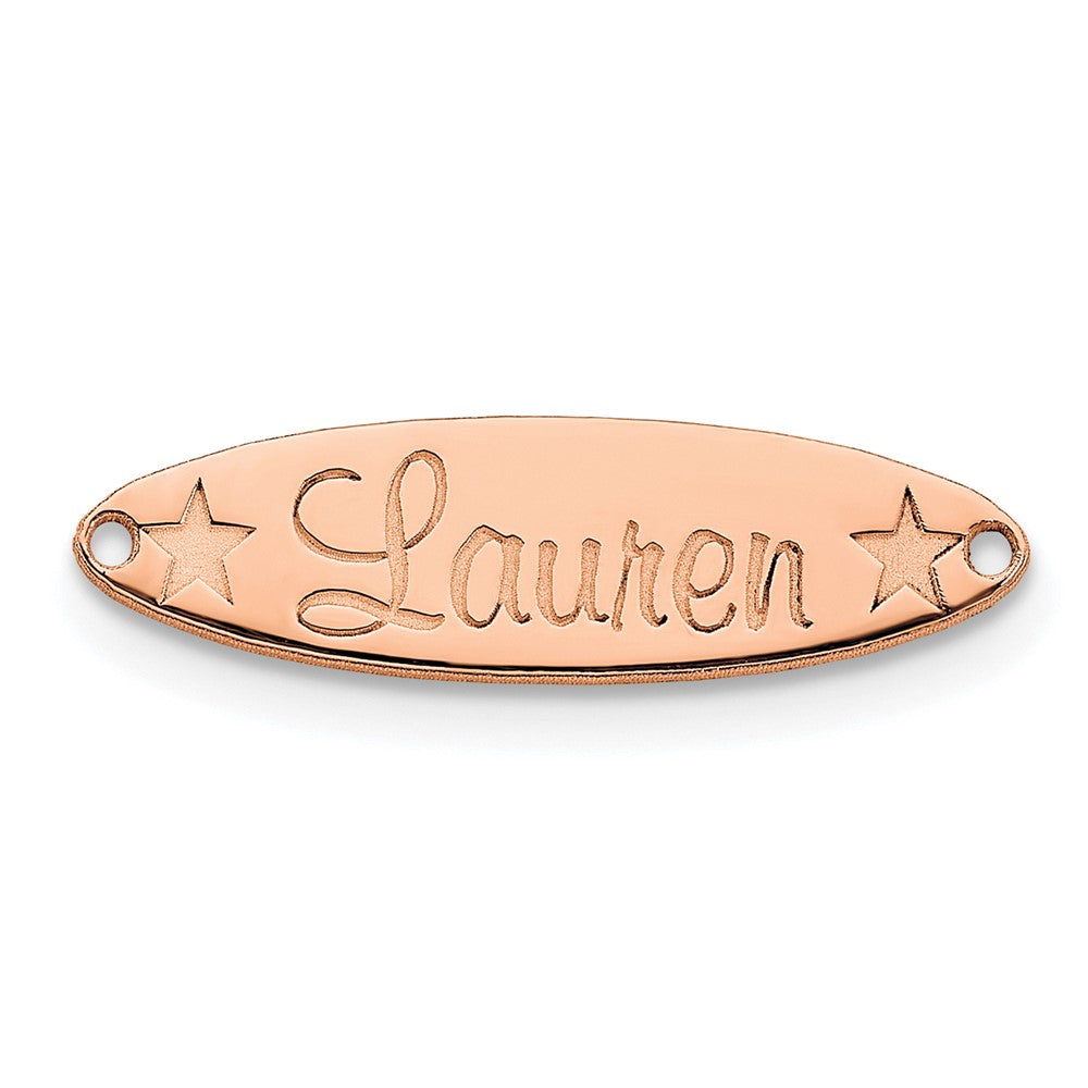 Roségoldbeschichtet Sterlingsilber /rose Klein Oval mit Sterne Name Platte