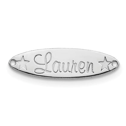 14K Weißgold Klein Oval mit Sterne Name Platte