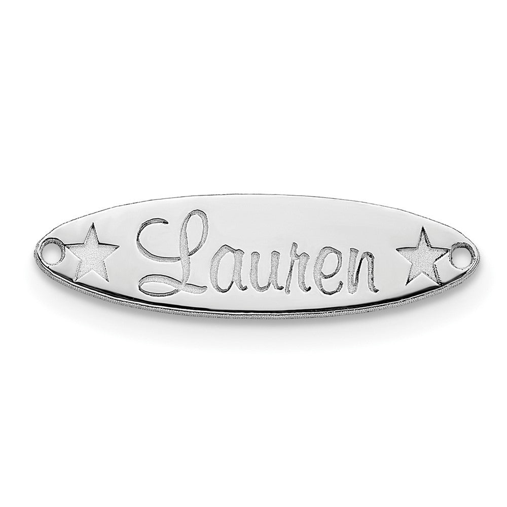 Sterlingsilber Silber/rhodiniert Klein Oval mit Sterne Name Platte