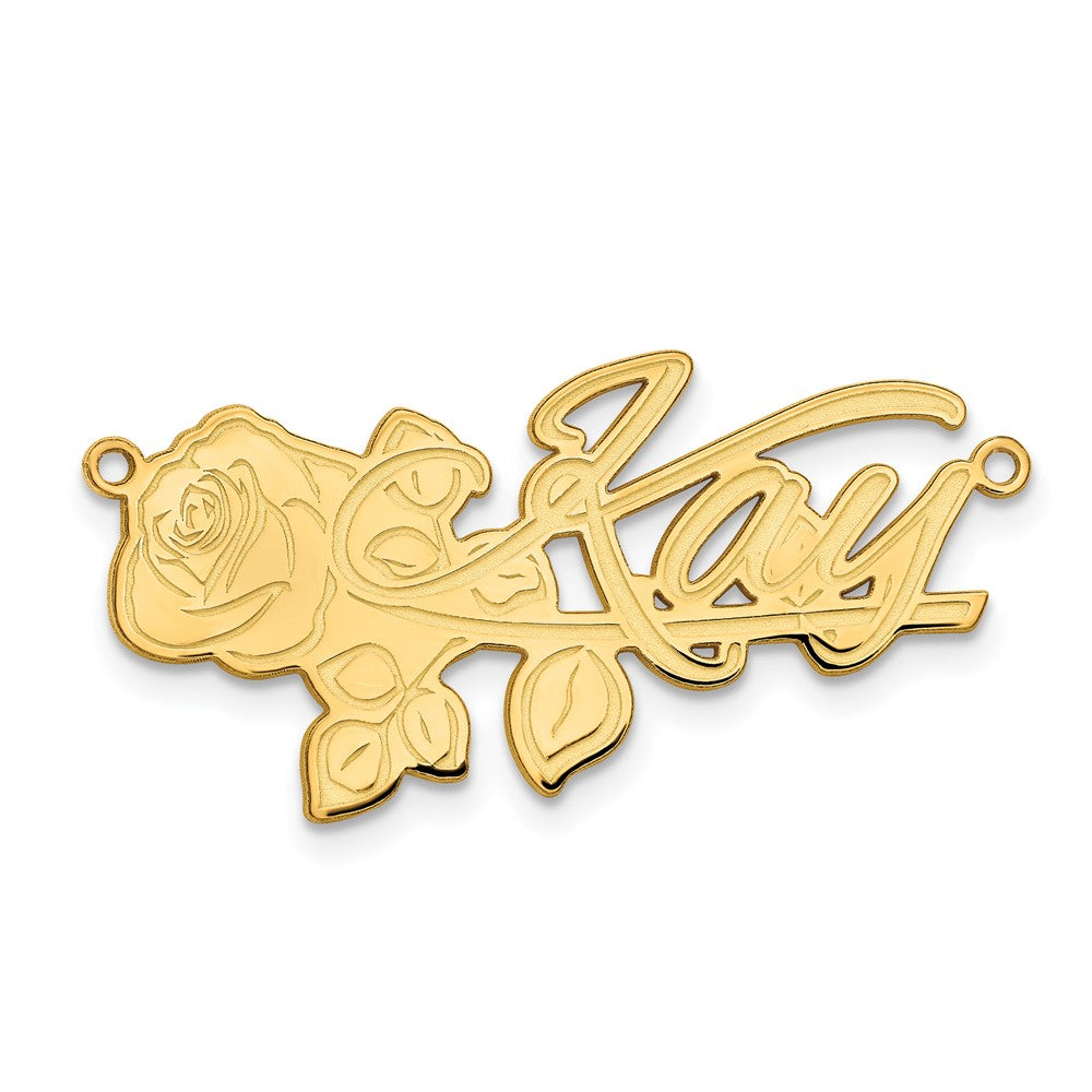 14K Gelbgold Rose Name Platte