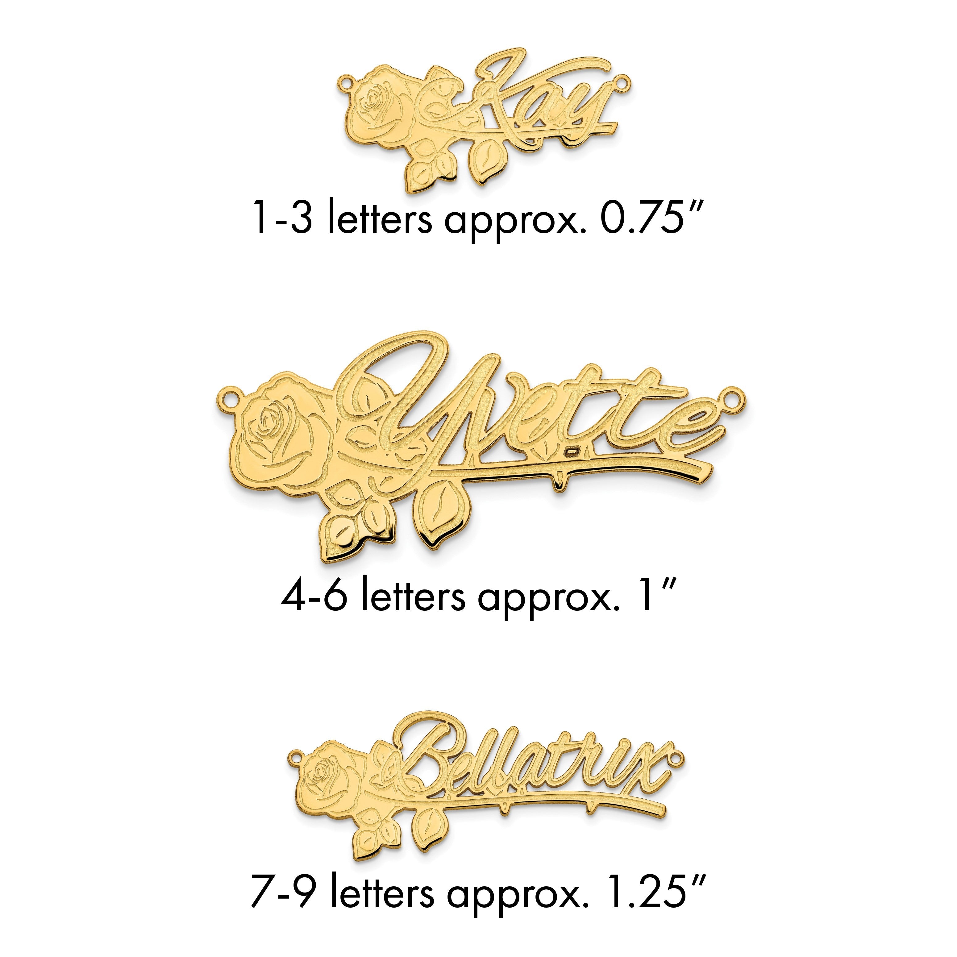 14K Gelbgold Rose Name Platte