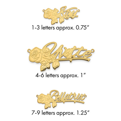 14K Gelbgold Rose Name Platte