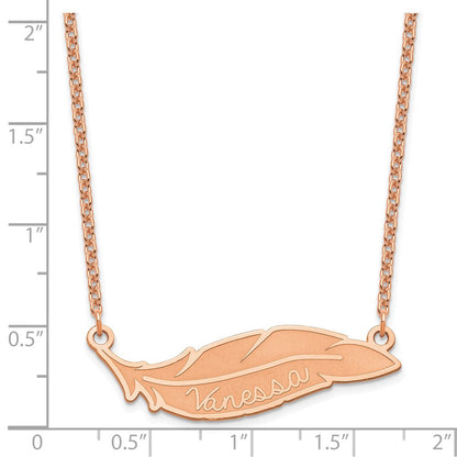 Roségoldbeschichtet Sterlingsilber /rose Personalisiert Feder Halskette