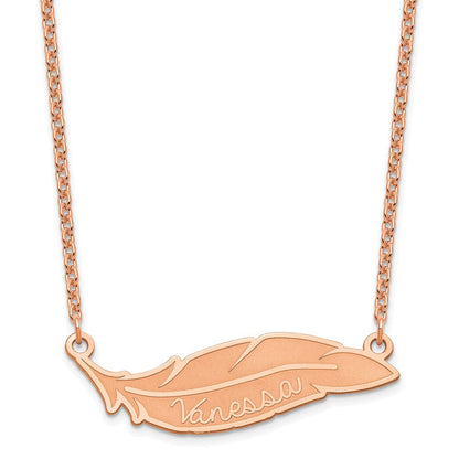 Roségoldbeschichtet Sterlingsilber /rose Personalisiert Feder Halskette
