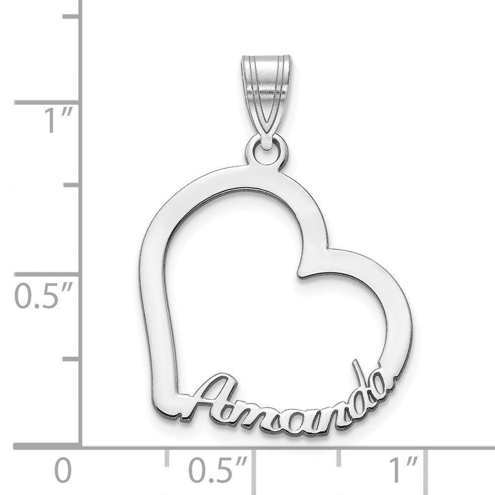 14K Weißgold Herz mit Name Anhänger