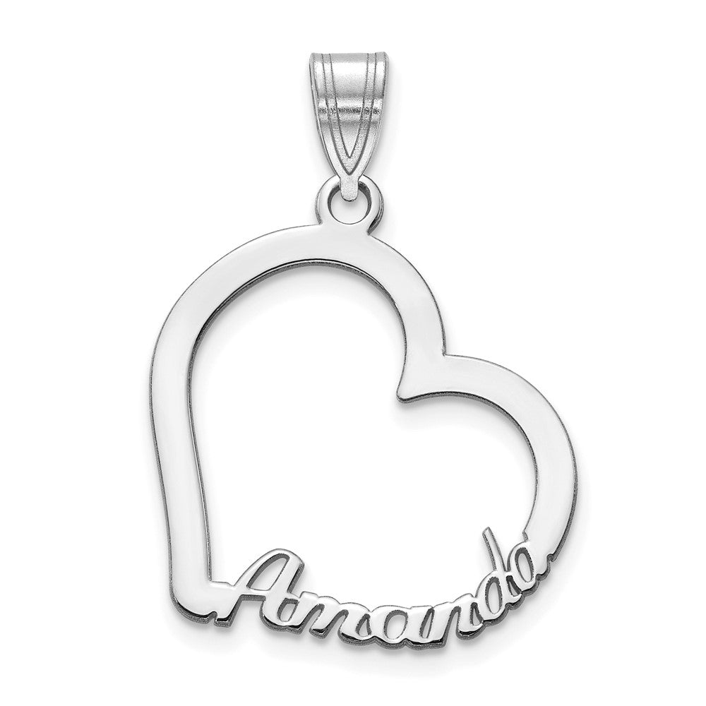 14K Weißgold Herz mit Name Anhänger