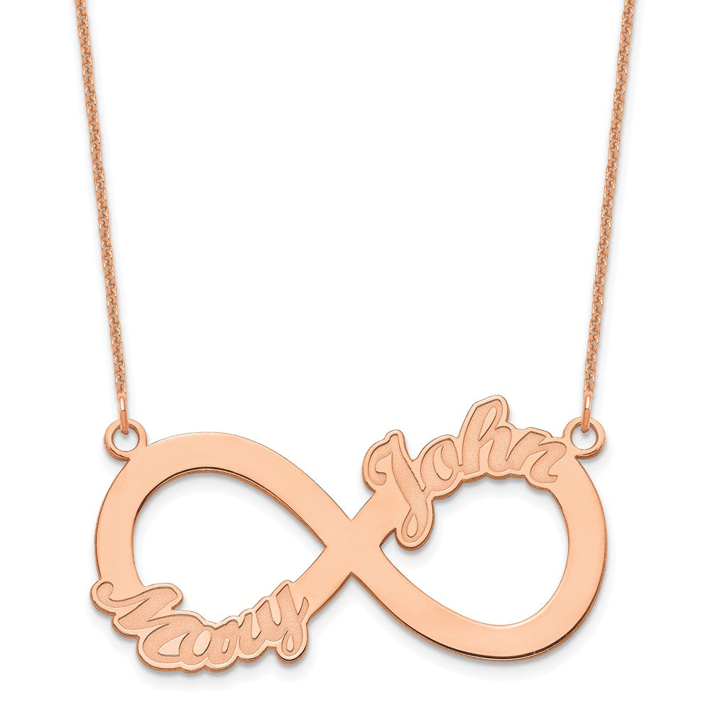 14K Roségold 2 Name Unendlichkeit Halskette