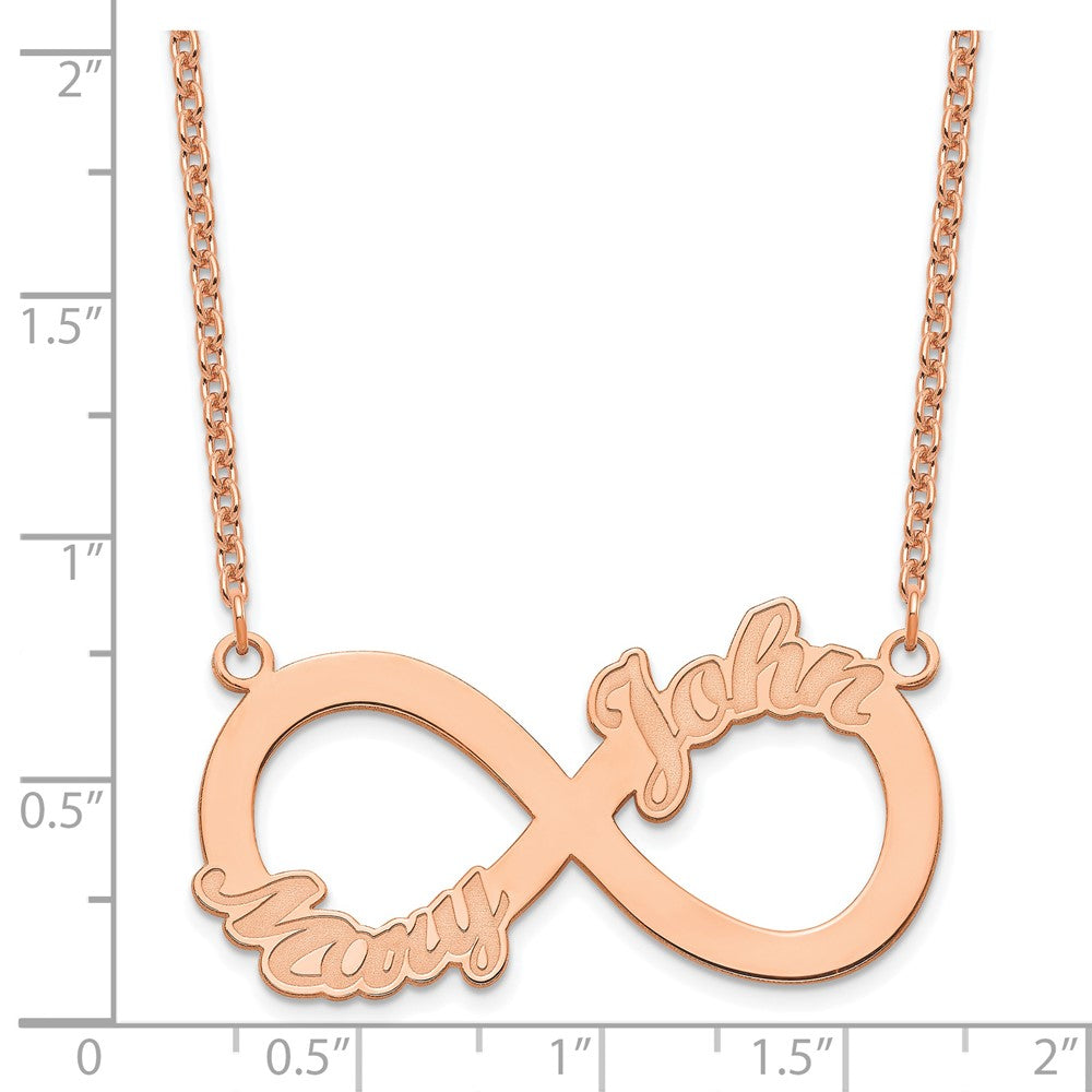 Roségoldbeschichtet Sterlingsilber /rose 2 Name Unendlichkeit Halskette