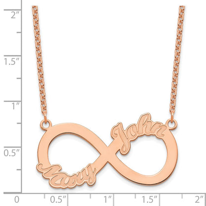 Roségoldbeschichtet Sterlingsilber /rose 2 Name Unendlichkeit Halskette