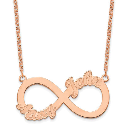 Roségoldbeschichtet Sterlingsilber /rose 2 Name Unendlichkeit Halskette
